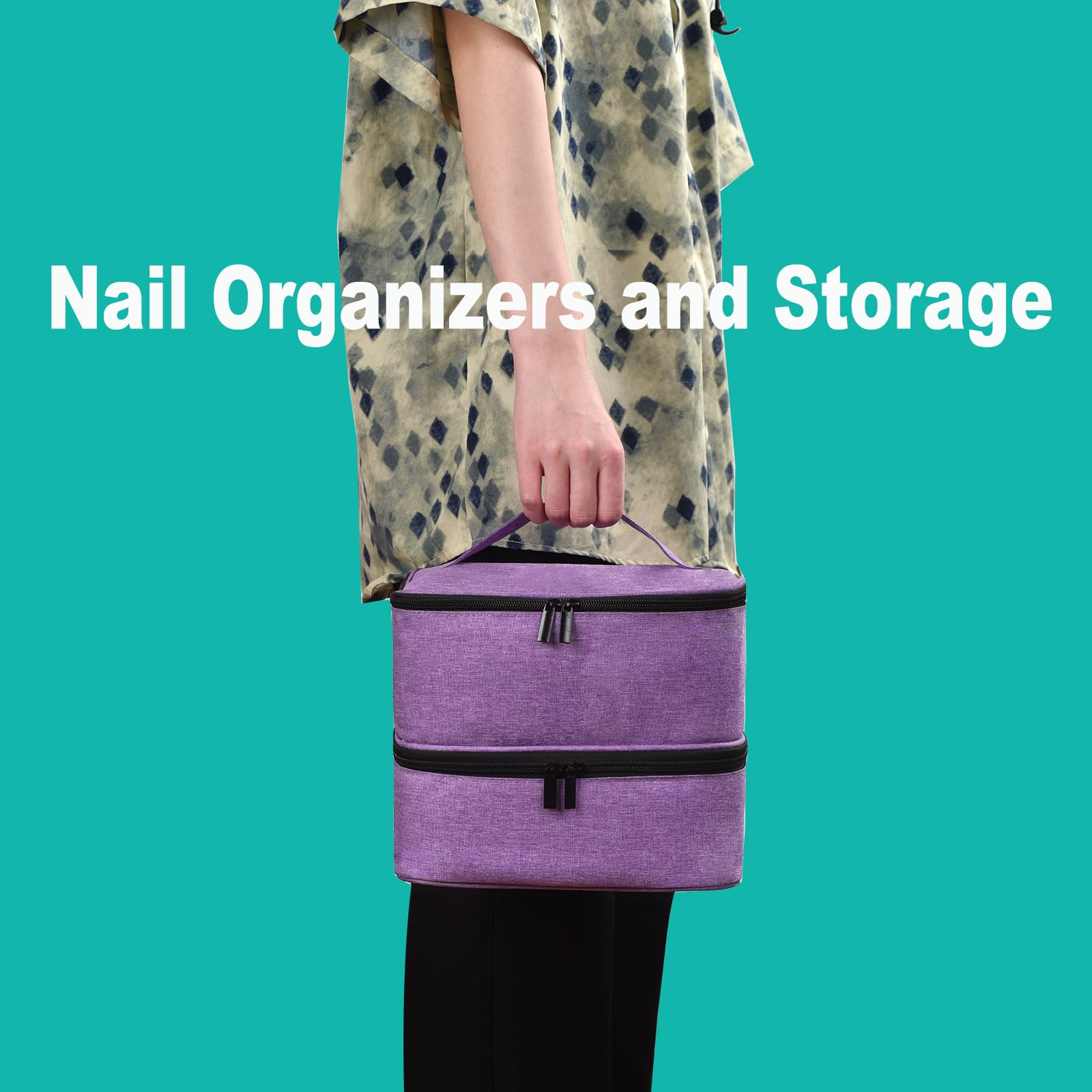 Nail Polish Organizer Case with Nail Lamp & Manicure Tool Storage, 30-Bottle Capacity