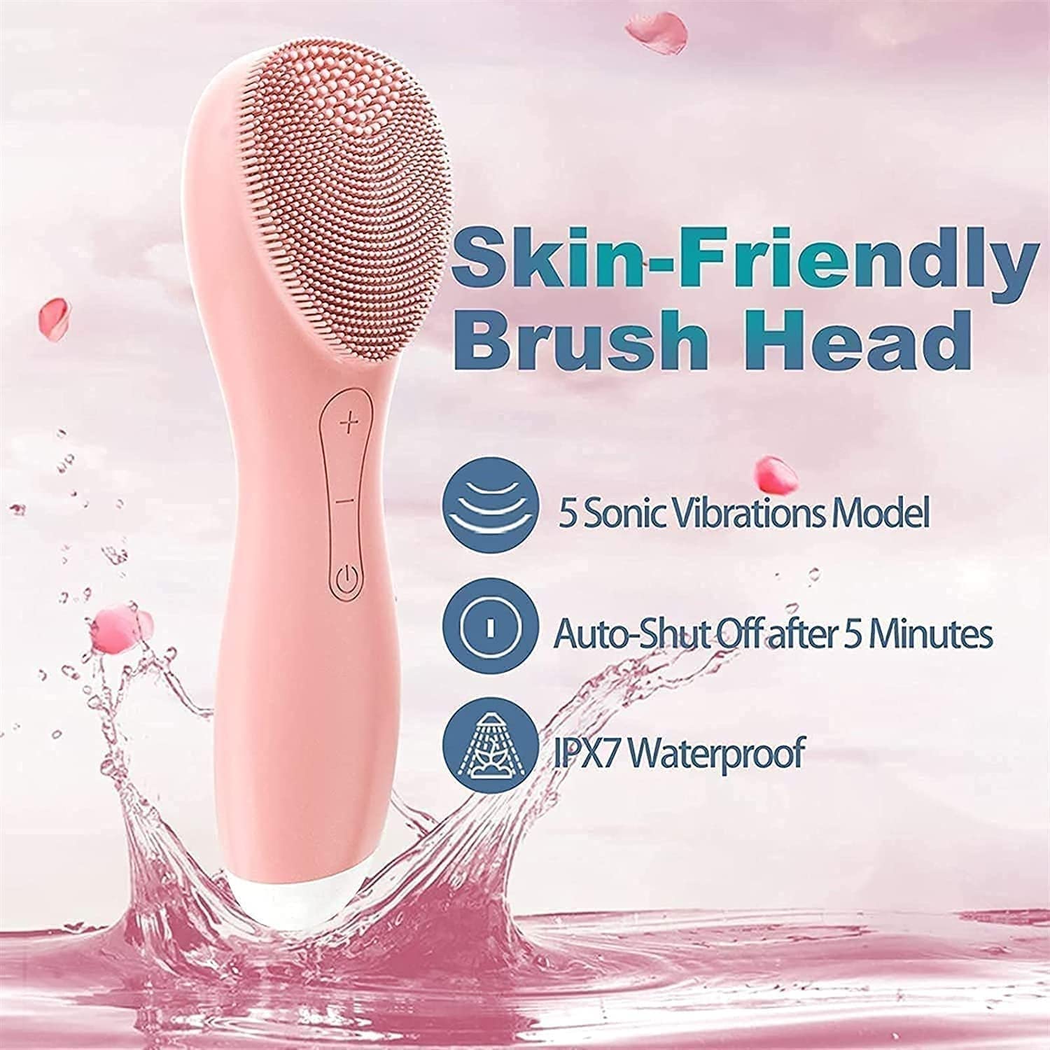 USB Rechargeable Waterproof Facial Cleansing Brush with 5 Speeds