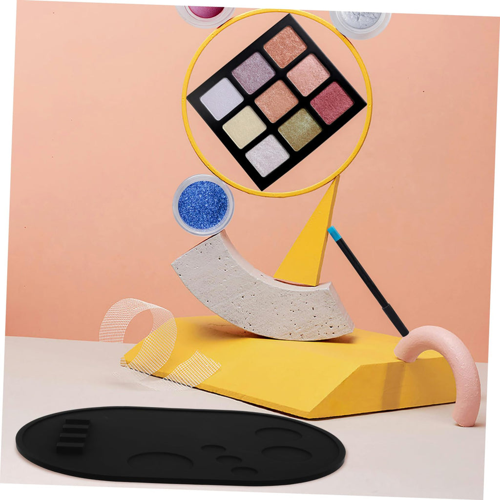 Silicone Makeup Mixing Palette Tray for Brushes, Black Holder
