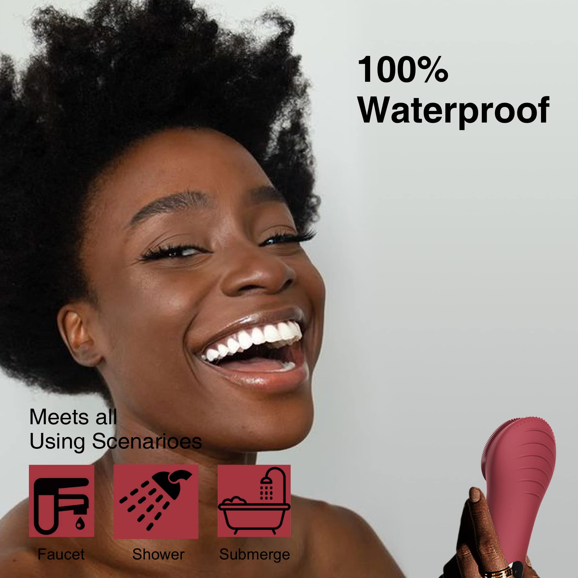 Ultrasonic Facial Cleansing Brush, Waterproof & Rechargeable