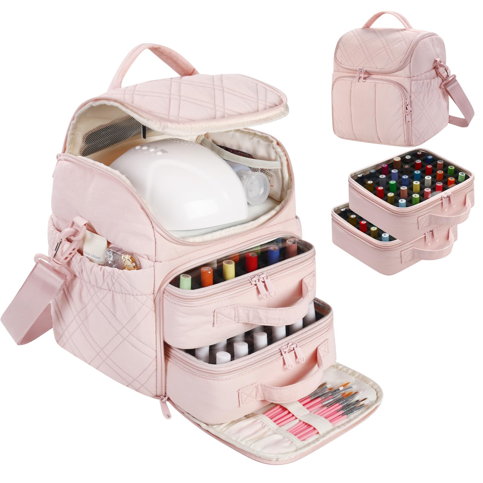 Double-Layer Nail Polish Organizer Bag with Handles