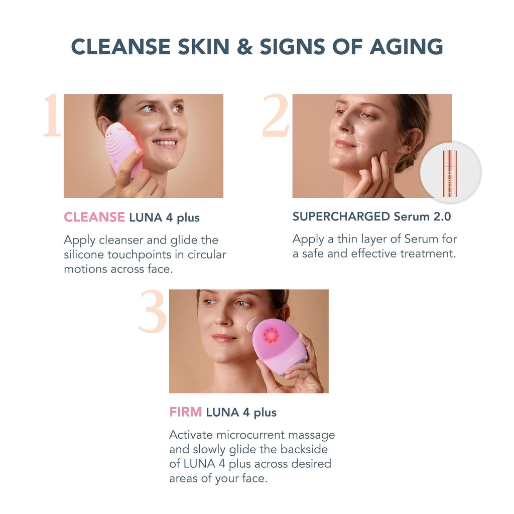 Facial Cleansing Brush with Red Light Therapy, Near Infrared & Microcurrent