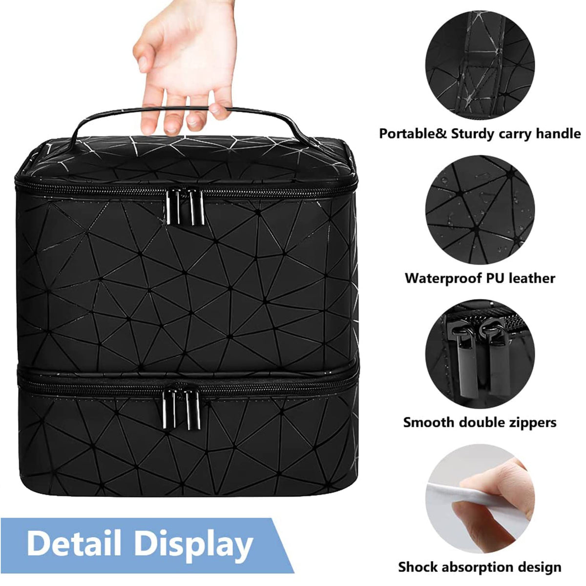 Nail Polish Organizer Case with Nail Lamp & Manicure Tool Storage, 30-Bottle Capacity