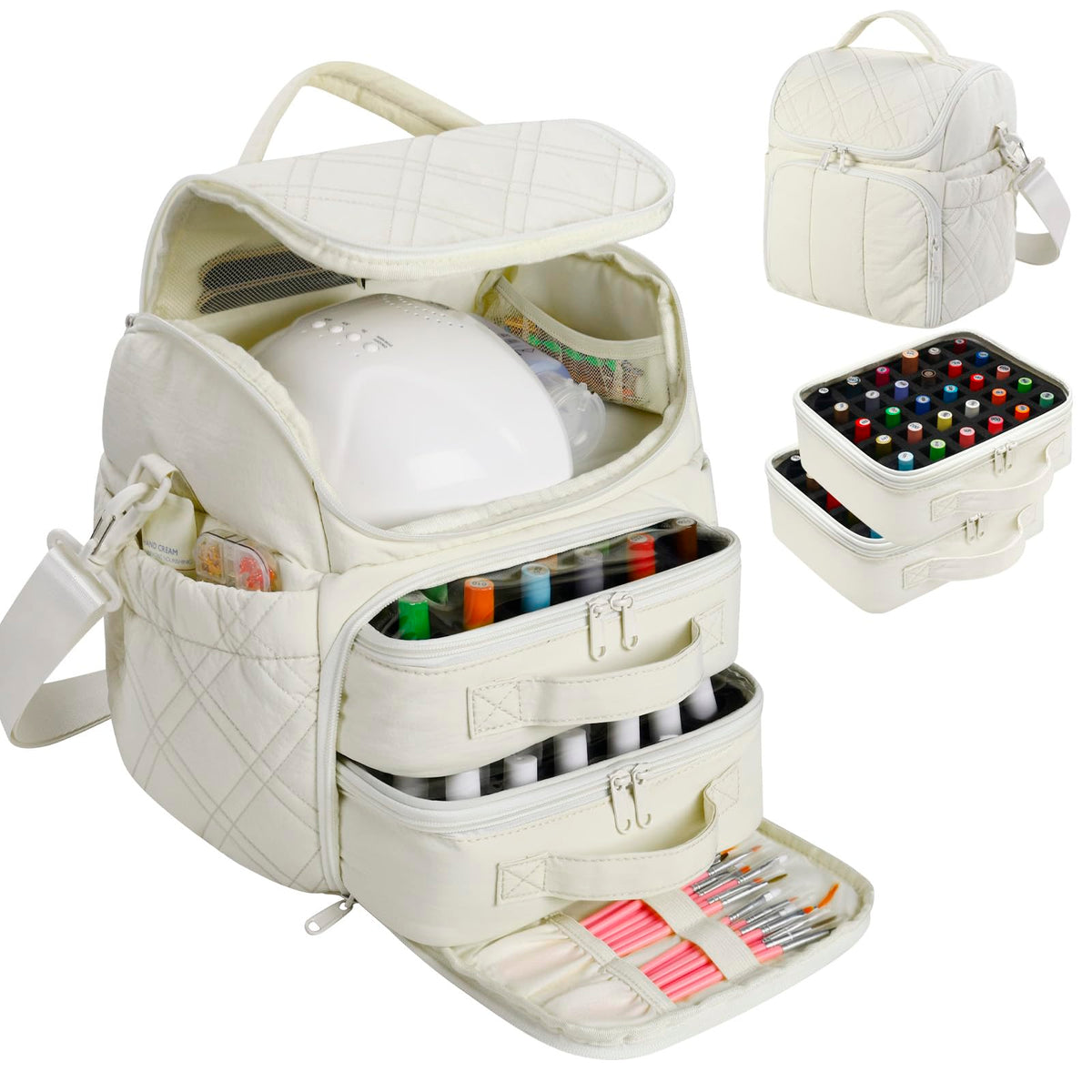 Double-Layer Nail Polish Organizer Bag with Handles