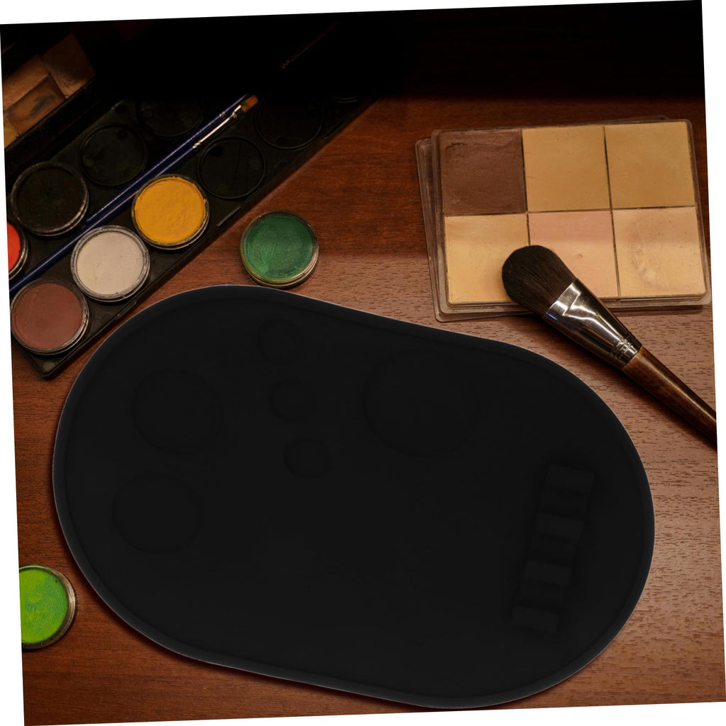 Silicone Makeup Mixing Palette Tray for Brushes, Black Holder