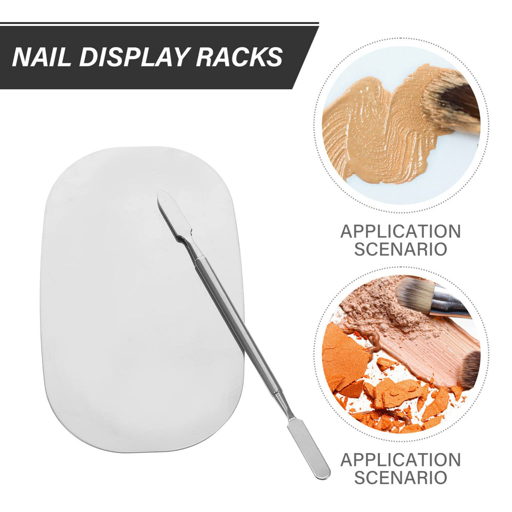 2-Piece Stainless Steel Makeup Mixing Palette Set with Spatul