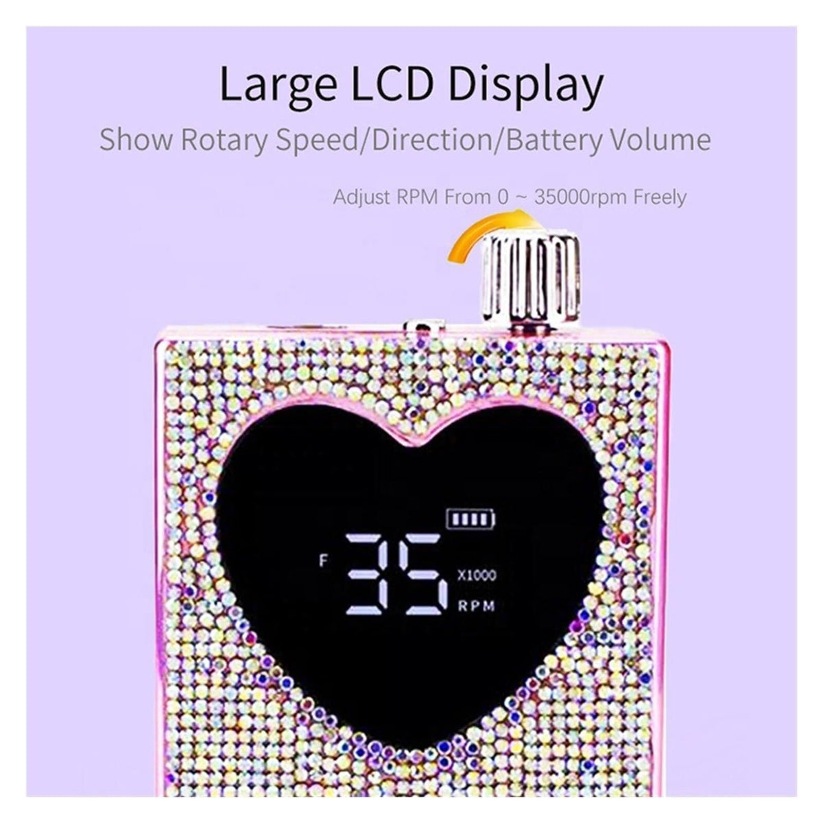 Heart-Shaped Rechargeable Electric Nail Drill with LCD Display
