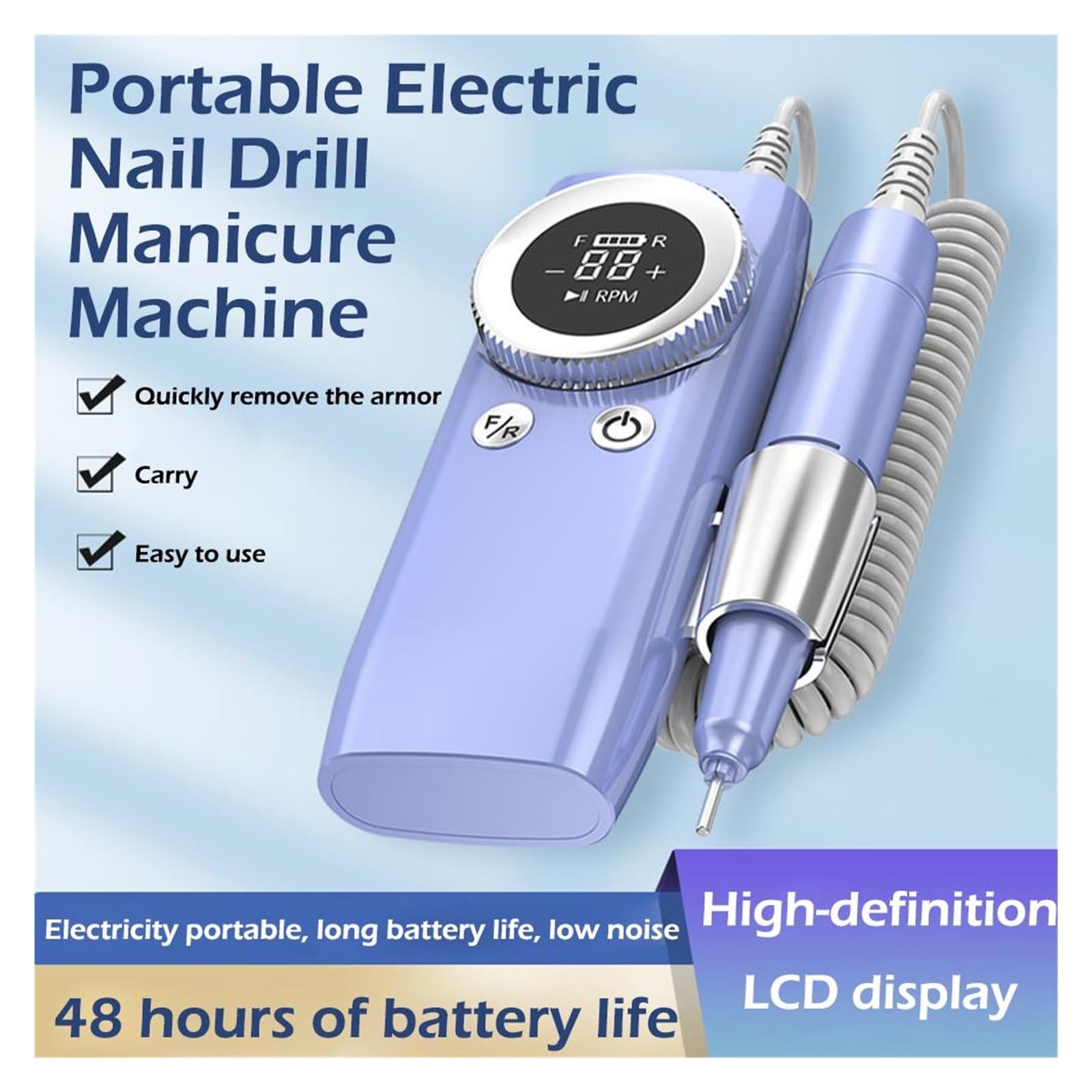 45,000 RPM Cordless Electric Nail Drill for Acrylic & Gel Nails