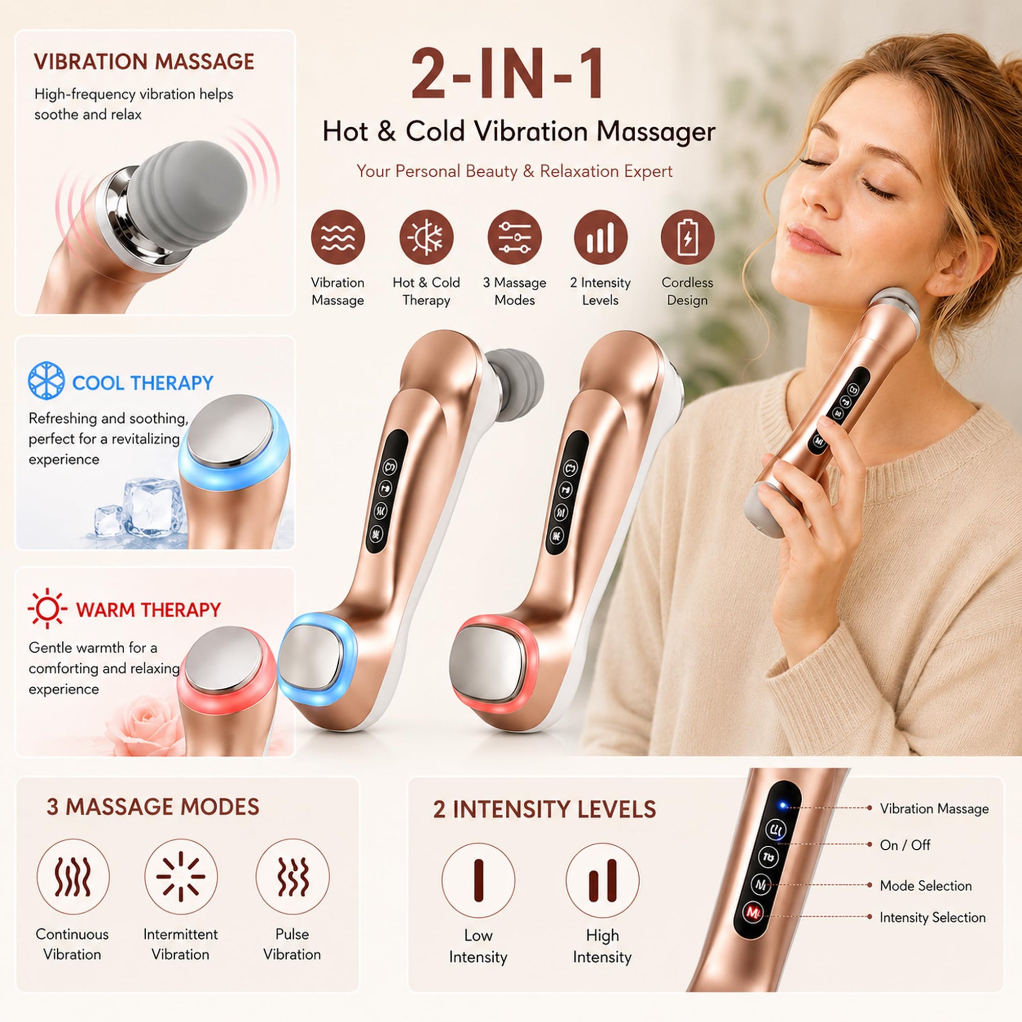 Carepeutic Portable Hot & Cold Vibration Massager for Relaxation