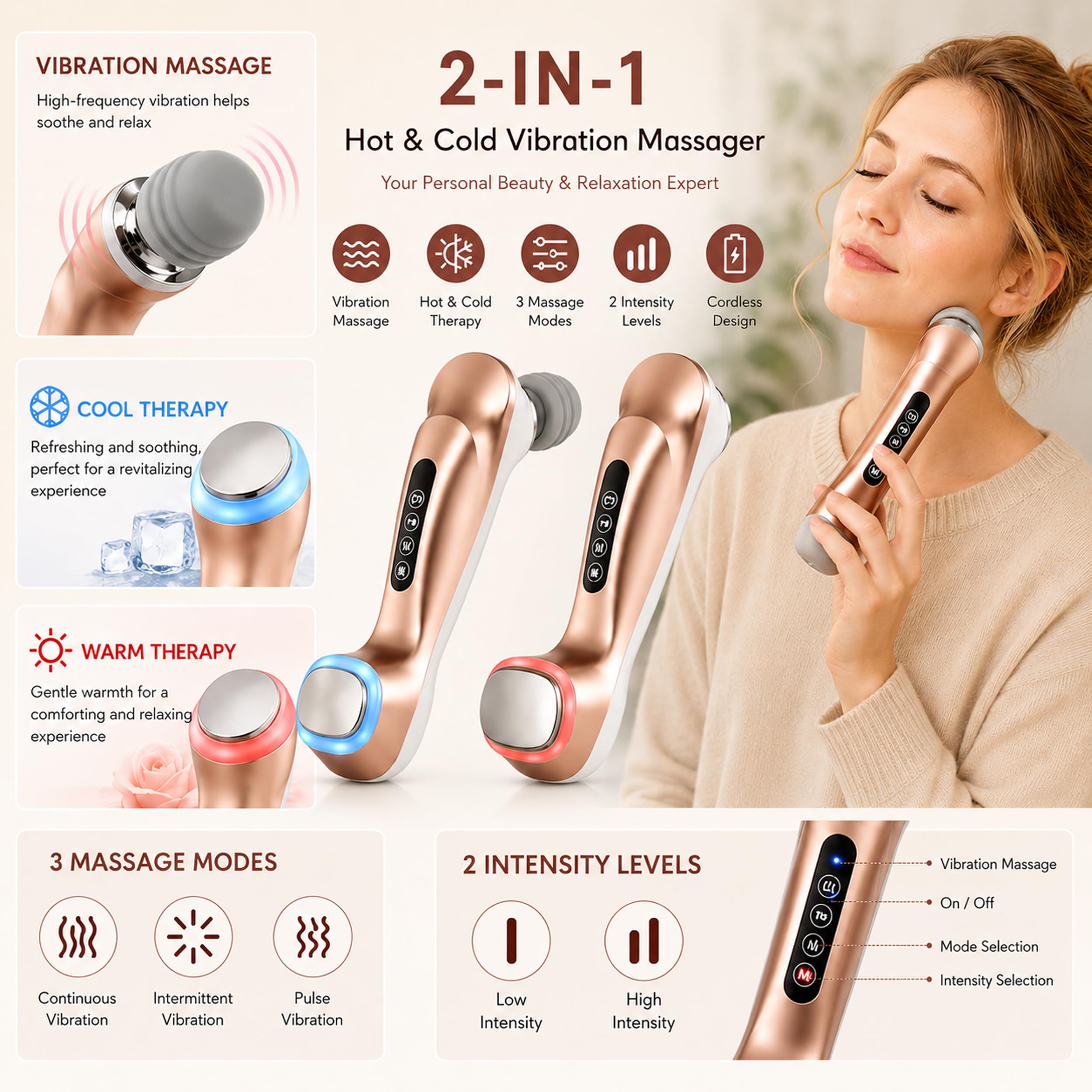 Carepeutic Portable Hot & Cold Vibration Massager for Relaxation