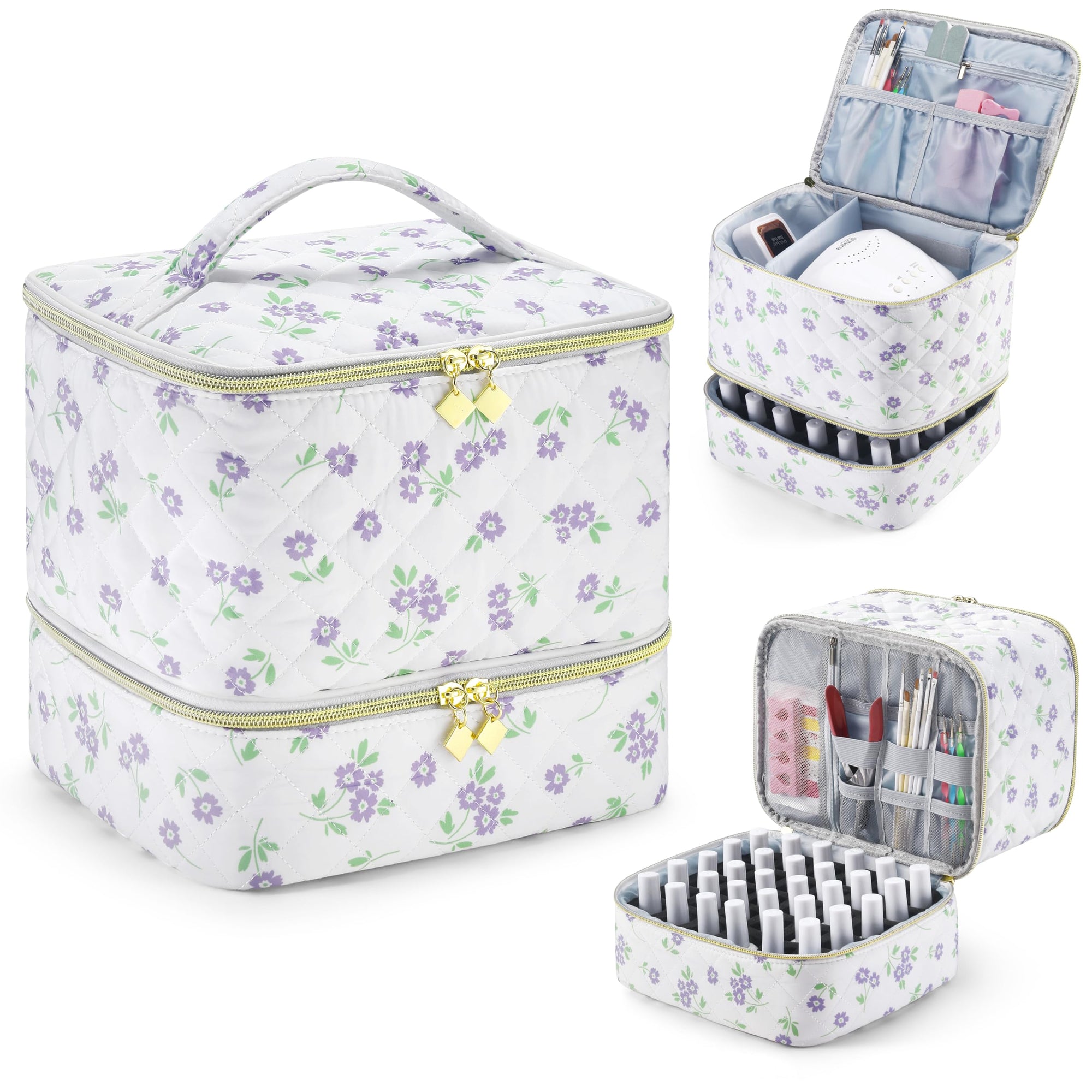 Nail Polish Organizer Case with Nail Lamp & Manicure Tool Storage, 30-Bottle Capacity