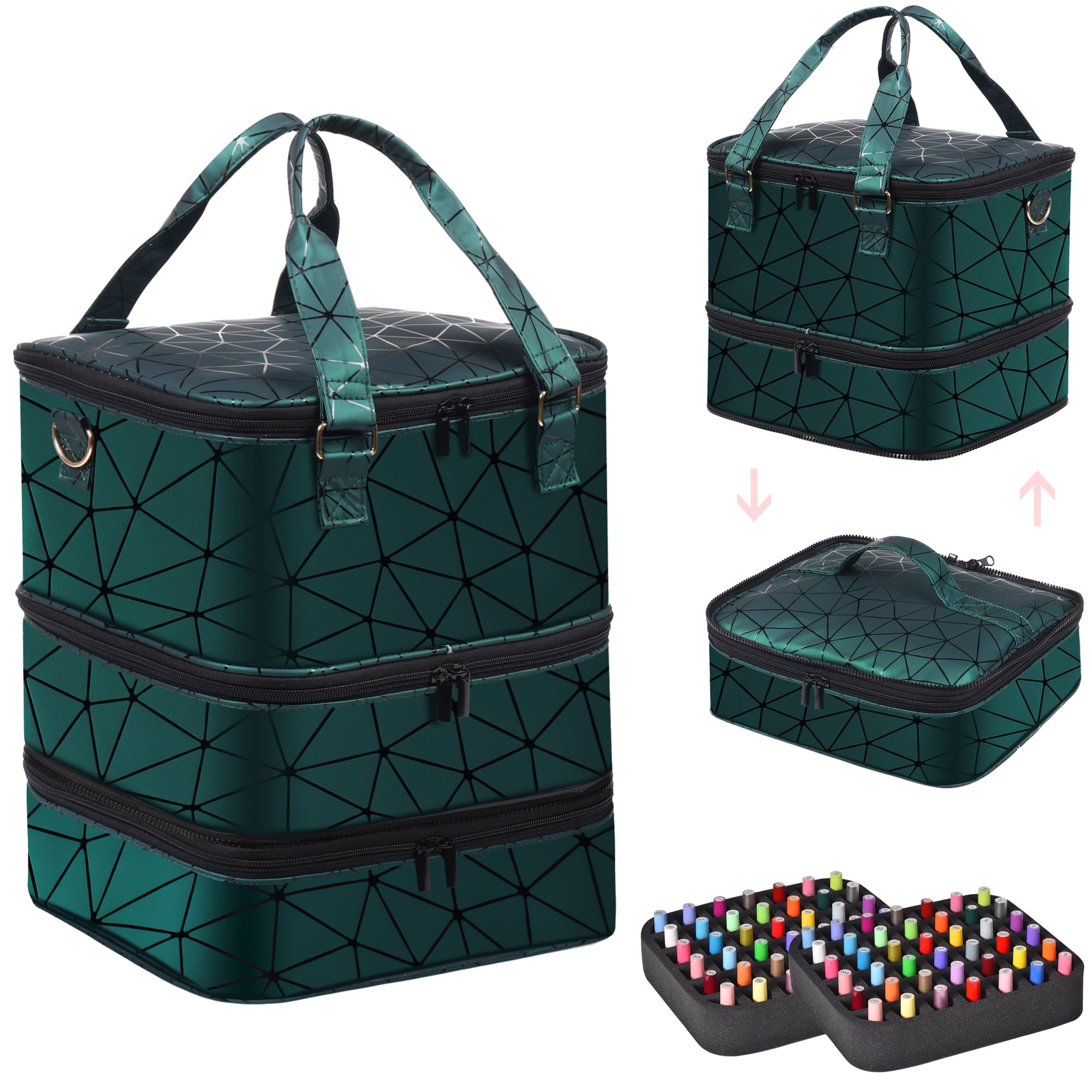 Double-Layer Nail Polish Organizer Bag with Handles