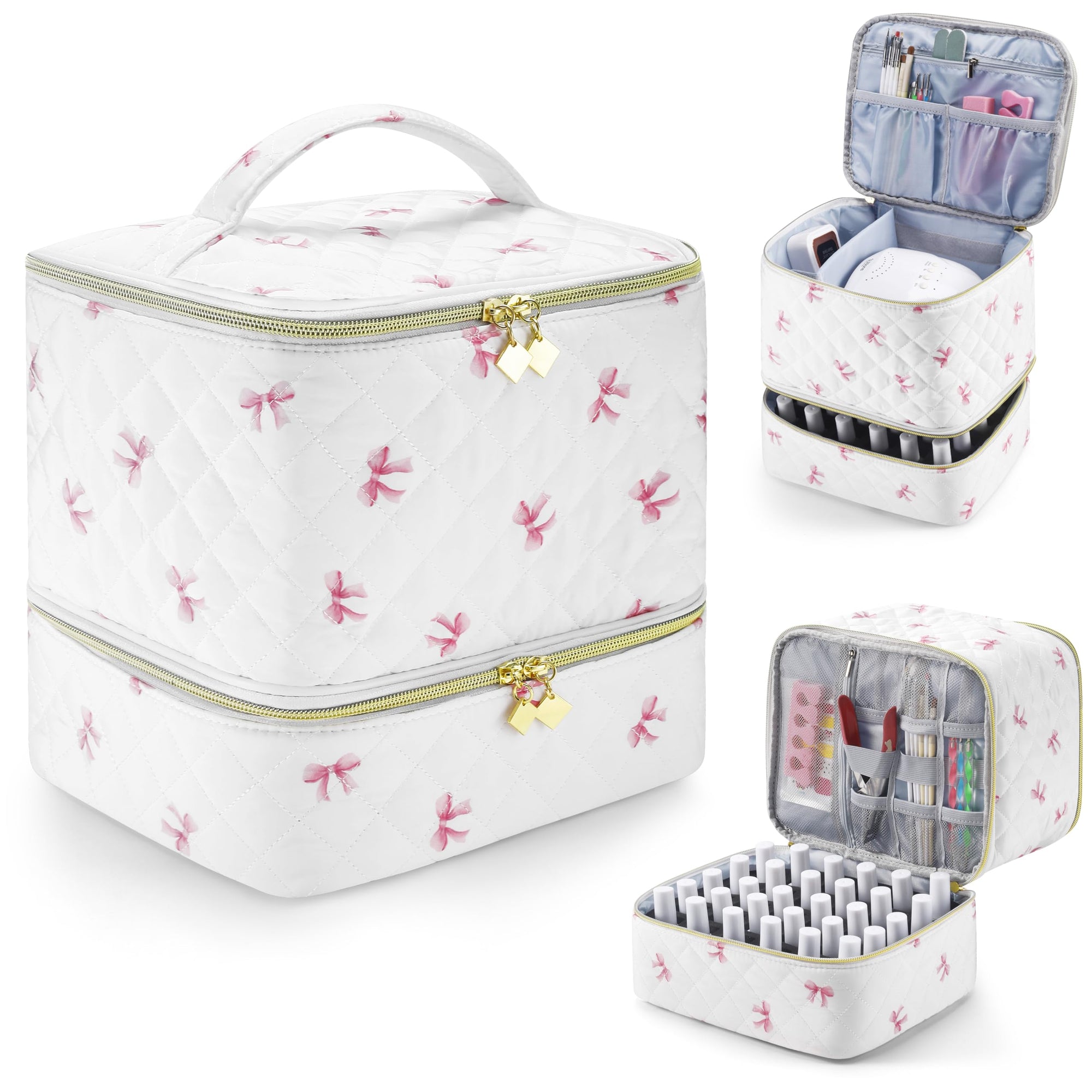 Nail Polish Organizer Case with Nail Lamp & Manicure Tool Storage, 30-Bottle Capacity